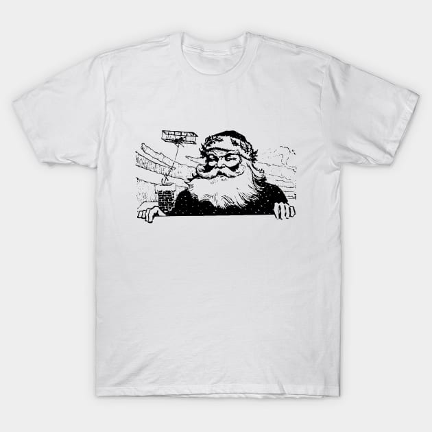 Santa Comes by Plane Vintage Christmas Design T-Shirt by Jarecrow 